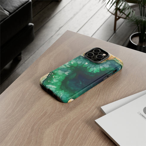Green Geode in Watercolor - Impact Resistant Phone Case